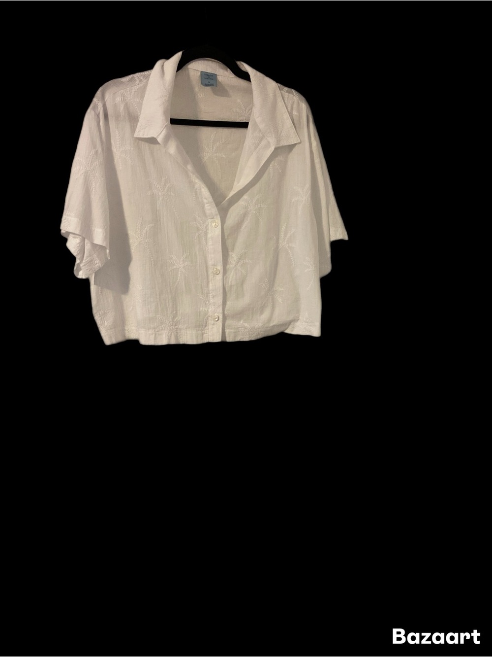 Shade & Shore White Short-Sleeve Button-Front Blouse